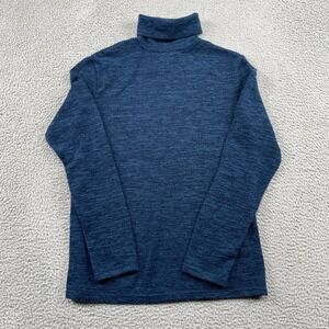 H2H Turtleneck Sweater Mens L Blue KMTTL028 Marled Knit Long Sleeve Slim Fit
